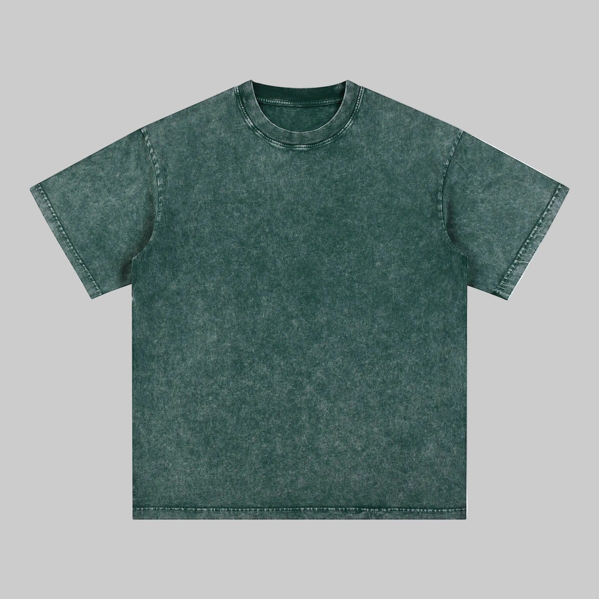 Distressed crew-neck short-sleeve tee in washed green