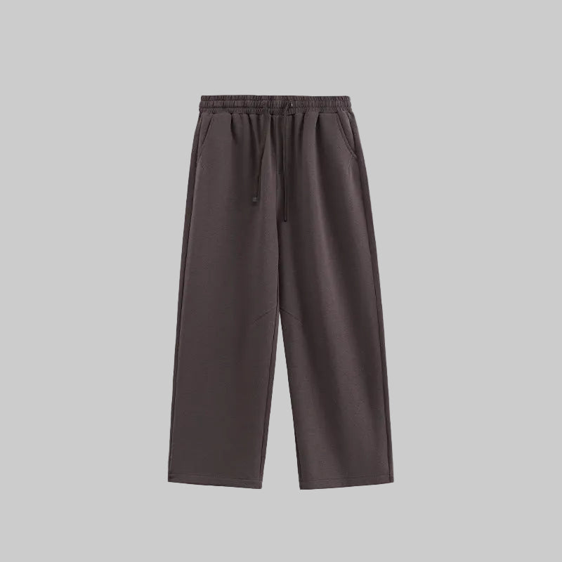 Relaxed wide-leg trousers in dark mulberry, elastic waistband with drawstring