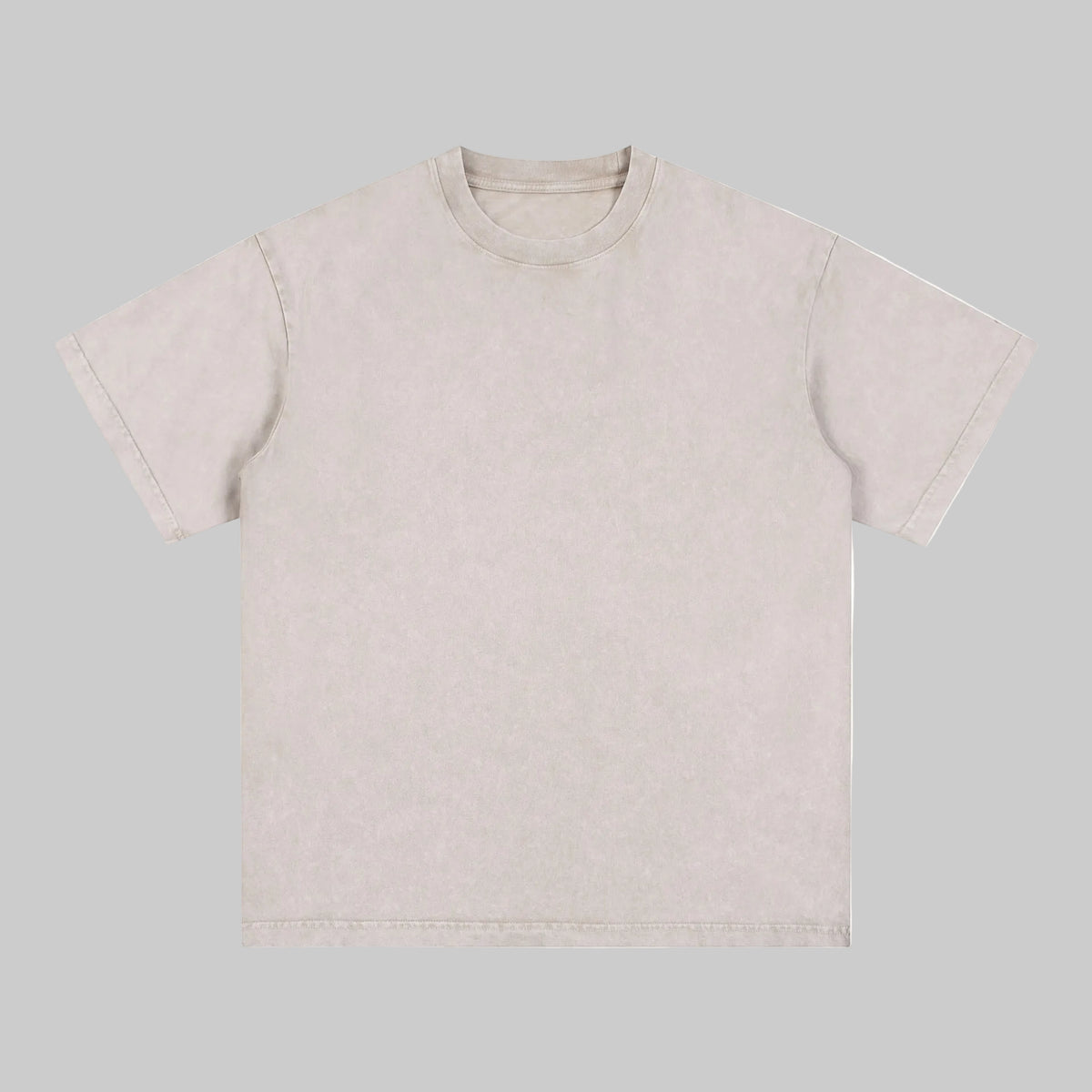 Distressed crew-neck short-sleeve tee in light cream
