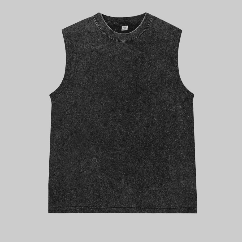 Sleeveless crewneck washed vest, dark charcoal