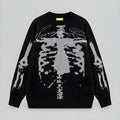 Skeleton jacquard knit sweater, dark (obsidian) with white pixel skeleton front