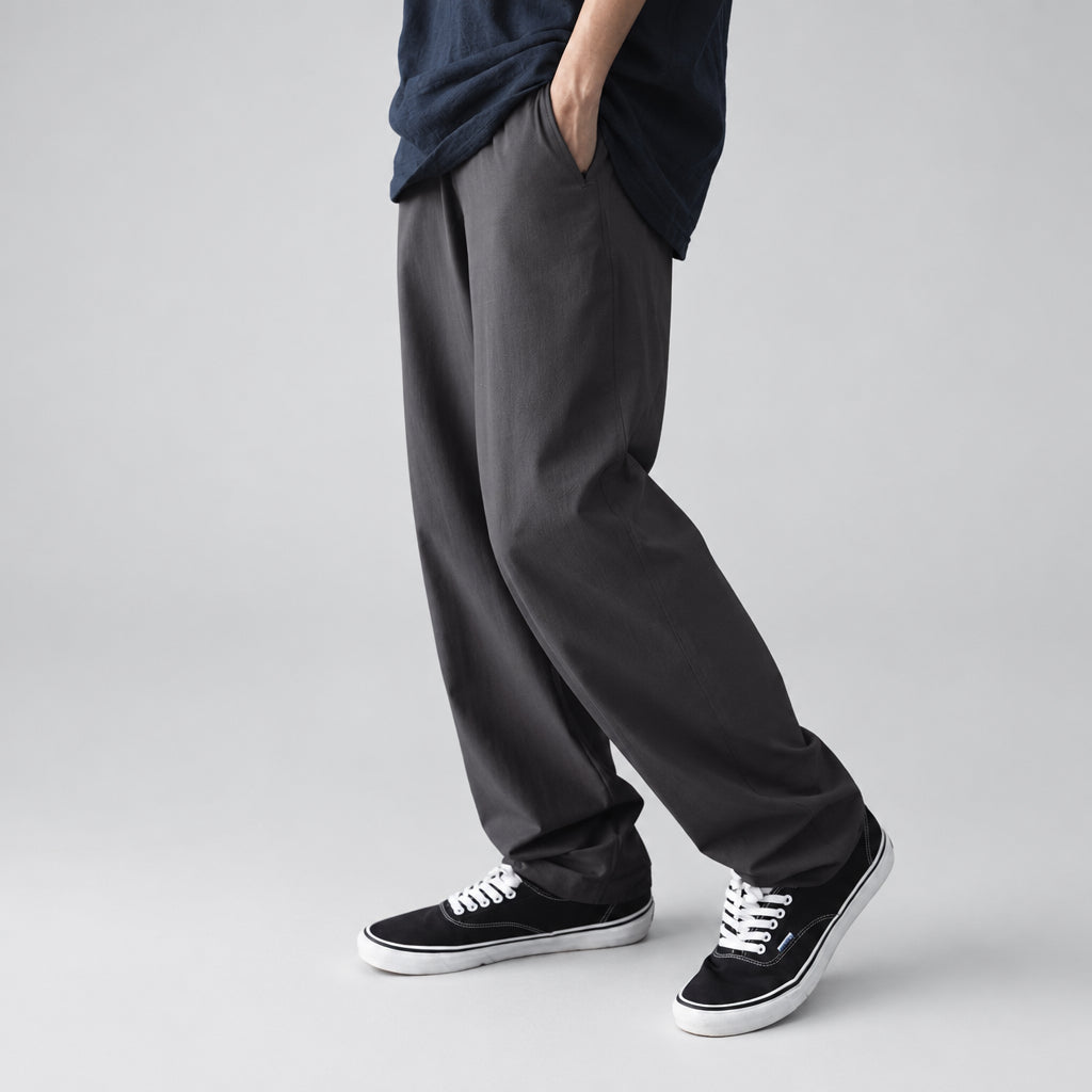 Charcoal technical hiking trousers, relaxed fit with straight legs and cuffed hem