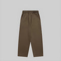Espresso heavyweight pile trousers with elastic waistband and straight legs