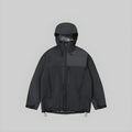 Windproof hardshell coat with hood, black, front zip and drawstring hem