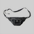 Black tech waist bag with adjustable strap, front zip pocket and 'GAME START' patch