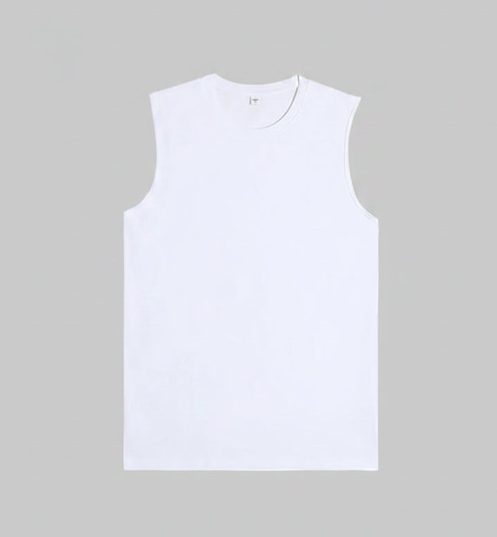 Sleeveless crewneck washed vest, white