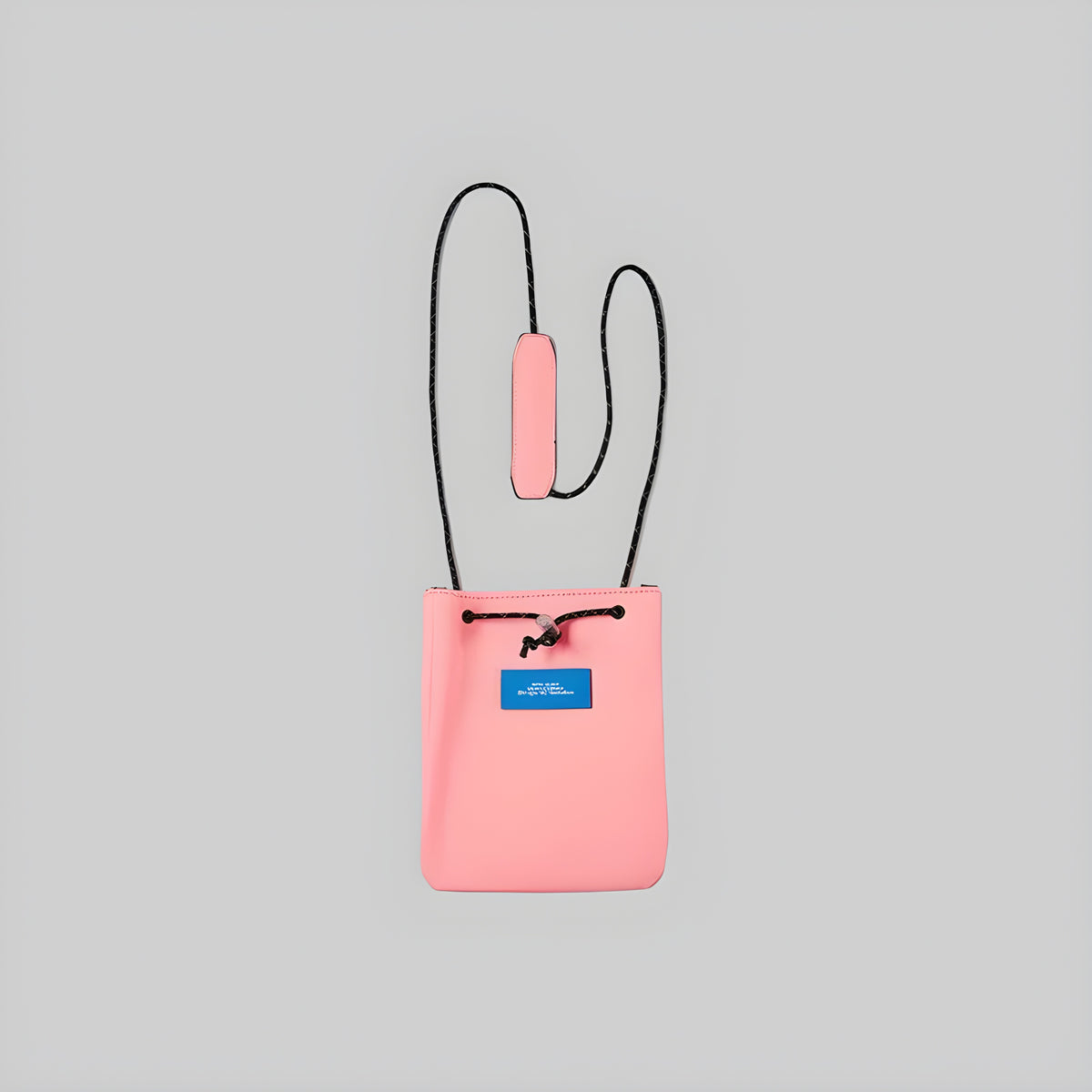 Loop-strap pouch in pink with loop handles and front logo patch