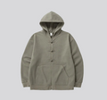 Sage fleece zip hoodie with hood, center front zipper, and kangaroo pocket