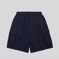 Midnight modular capacity cargo shorts with drawstring waist and side cargo pockets