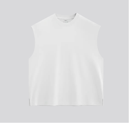 Heavyweight sleeveless crewneck tank top, white