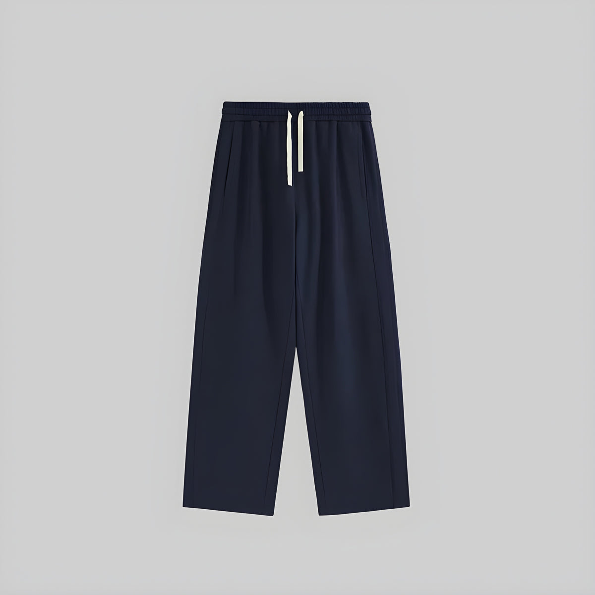 Fleece wide-leg trousers in midnight with elastic waistband and drawstring tie