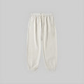 Brushed relaxed sweatpants in off-white, elastic waistband with drawstring, cuffed ankle hems