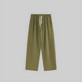 Fleece wide-leg trousers in forest with elastic waistband and drawstring tie