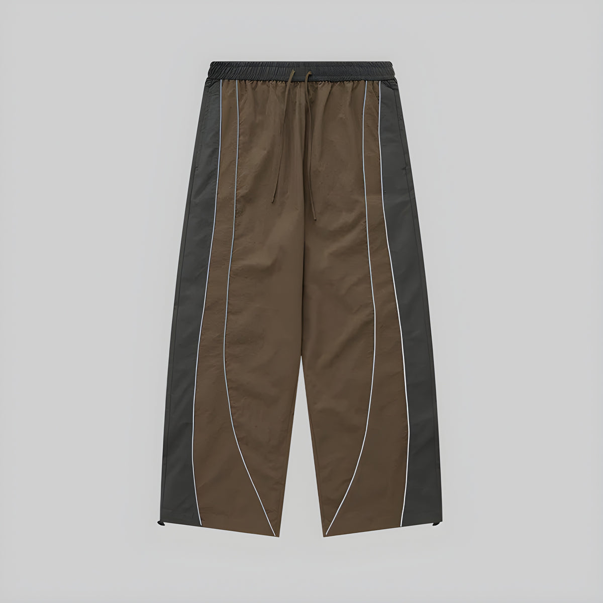 Reflective stripe trousers with elastic waistband and vertical reflective stripes down legs