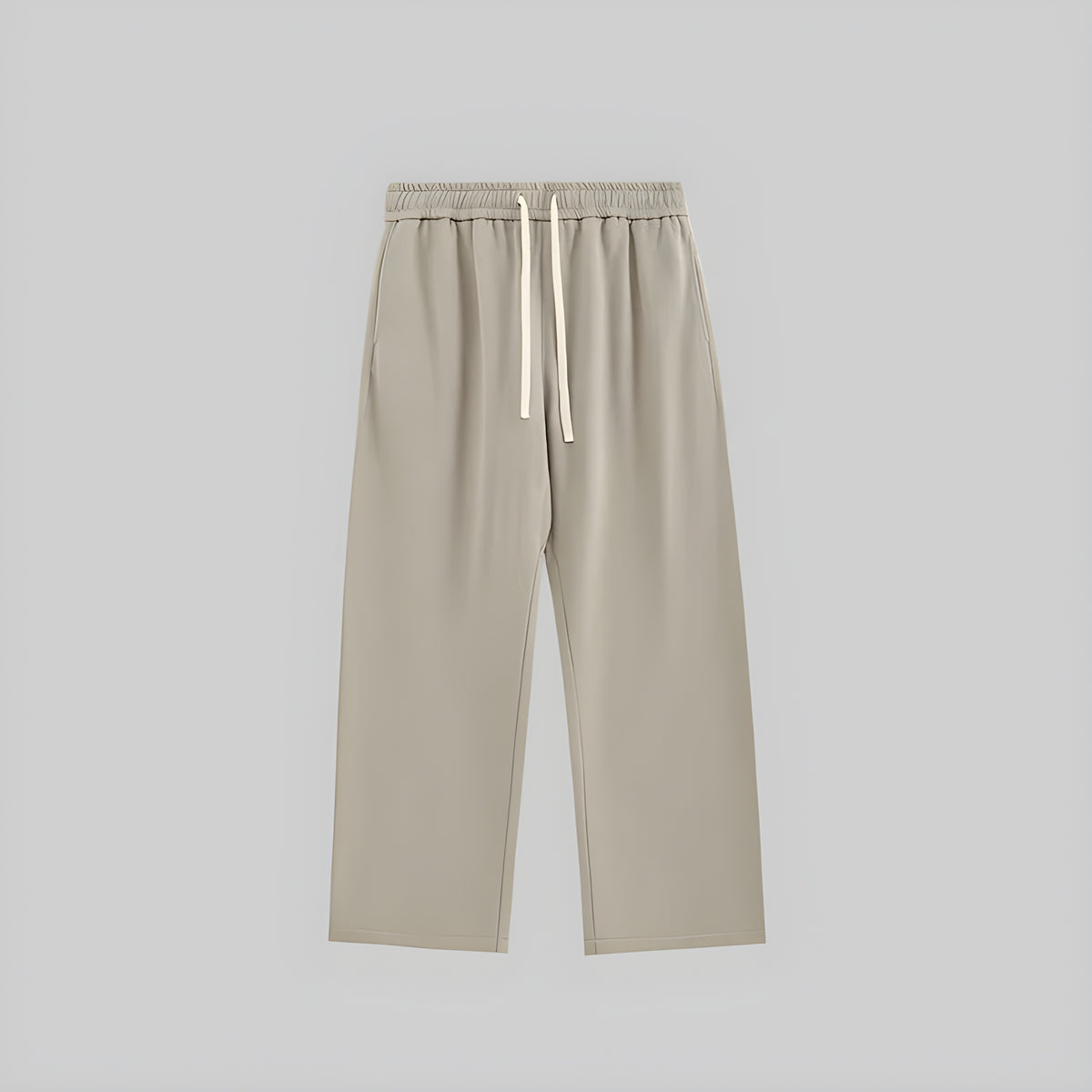 Apricot heavyweight straight trousers with elastic waistband and adjustable drawstring