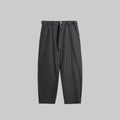 Relaxed tapered jeans with elastic waistband and drawstring, dark gray/black
