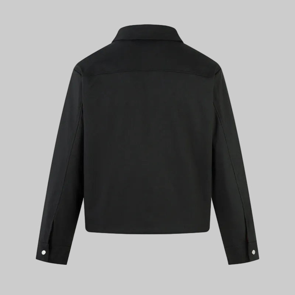 Obsidian shearling panel fleece jacket, back view, zip-front