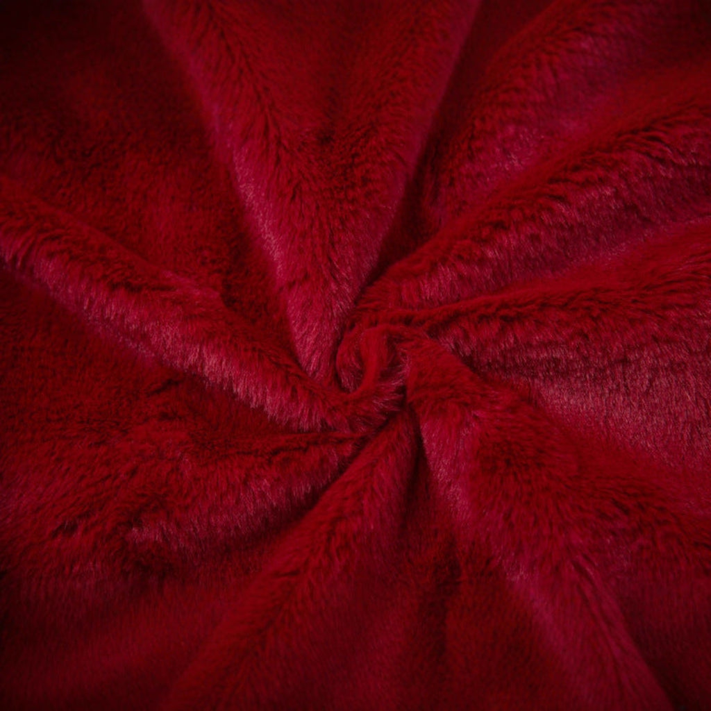 Red shearling fleece detail, dense twisted pile texture