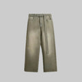 Washed ochre vintage wash jeans with wide leg and button waist