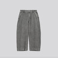 Ash washed wide-leg jeans with button fly and belt loops